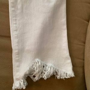 Size 16w white jeans by inc fringe bottoms